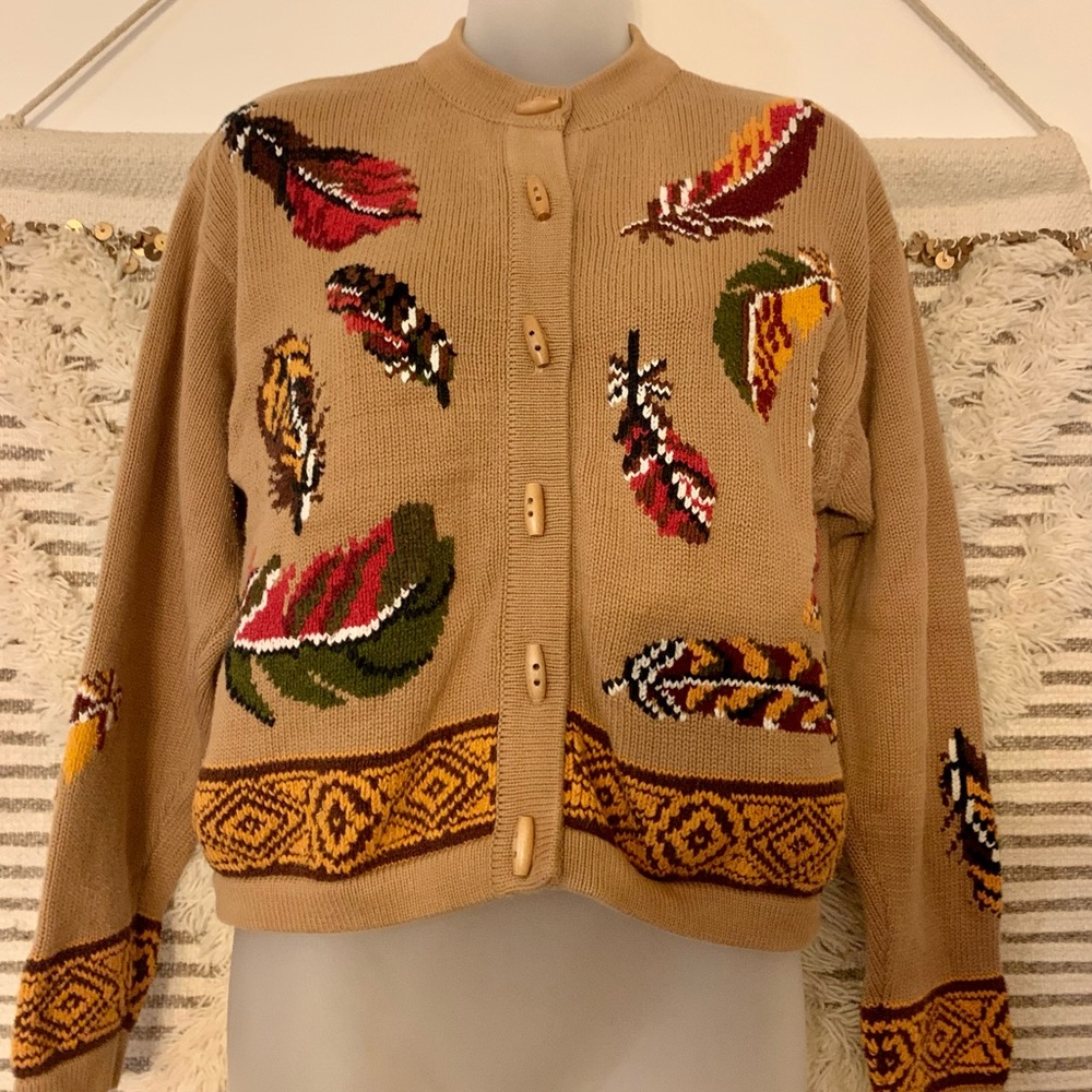 Vintage American Design First Issue Feather Cardigan - Picture 5 of 8